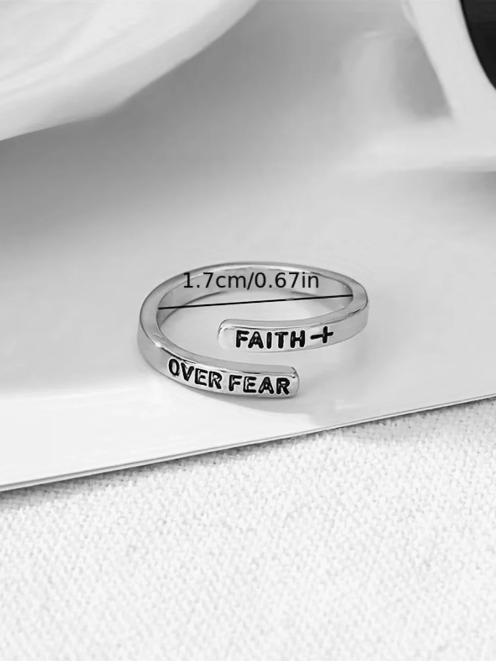 Faith Over Fear Silver Wrap Ring